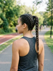 Braided ponytail school hairstyle