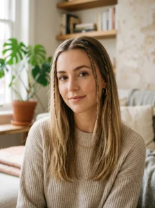 Straight bronde hair with loose baby braids