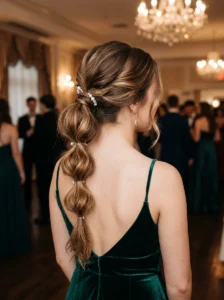 Bubble ponytail with soft texture prom hairstyle