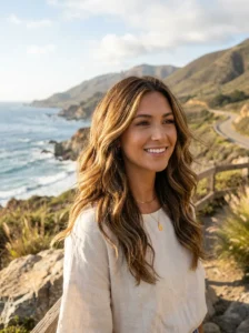 Golden California brunette balayage with warm brunette tones
