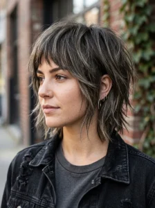 Choppy short shag hairstyle