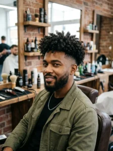 Curly faded undercut hairstyle