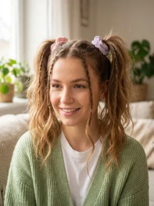 Baby braids with pigtails cute playful hairstyle