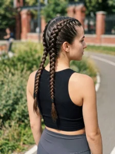 Double Dutch braids hairstyle for greasy hair