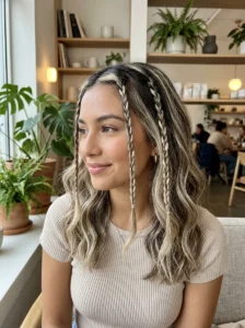 Baby braids on duo toned hair with highlights and contrast