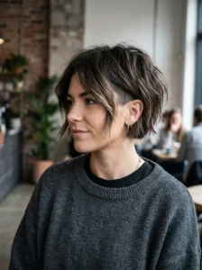 Short choppy undercut bob edgy layered hairstyle