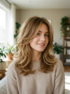 Feathered layered haircut