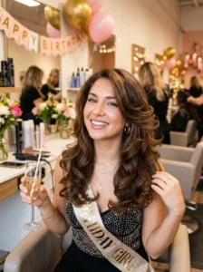 Glam blowout with layers elegant birthday hairstyle