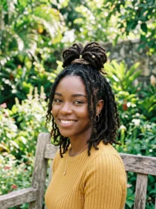 Half up short locs hairstyle