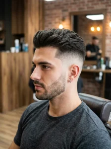 Textured quiff with faded undercut