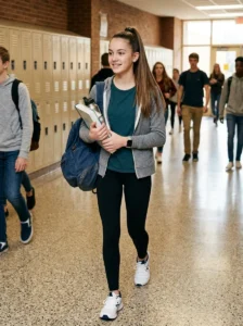 Classic high ponytail school hairstyle