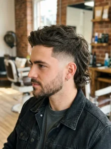 High taper fade mullet hairstyle