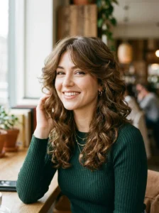 Wavy kitty cut with volume hairstyle