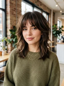 Layered haircut with bangs