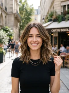 Layered lob haircut