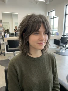Layered wolf bob hairstyle