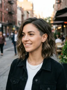 Long undercut bob with loose waves modern hairstyle