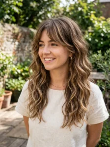 Long shag haircut with soft balayage