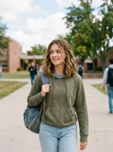 Loose waves hairstyle for school