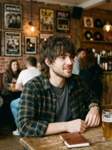 Oasis style wolf cut for men retro modern hairstyle