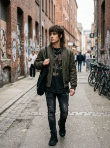 Street style wolf cut mullet for men urban messy hairstyle