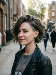 Messy textured undercut bob edgy hairstyle