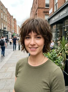 Mini shag with bangs hairstyle