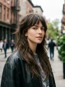 Modern long wolf shag layered hairstyle