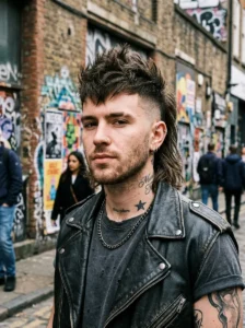 Mohawk inspired faded mullet hairstyle