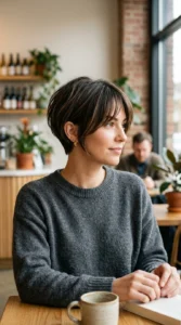 Classic long pixie bob hairstyle