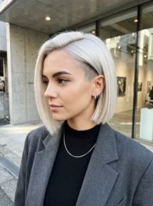 Platinum blonde undercut bob edgy short hairstyle