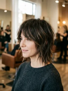 Razor cut shag hairstyle