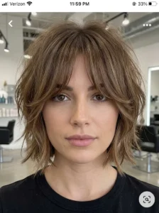 Layered shag with curtain bangs