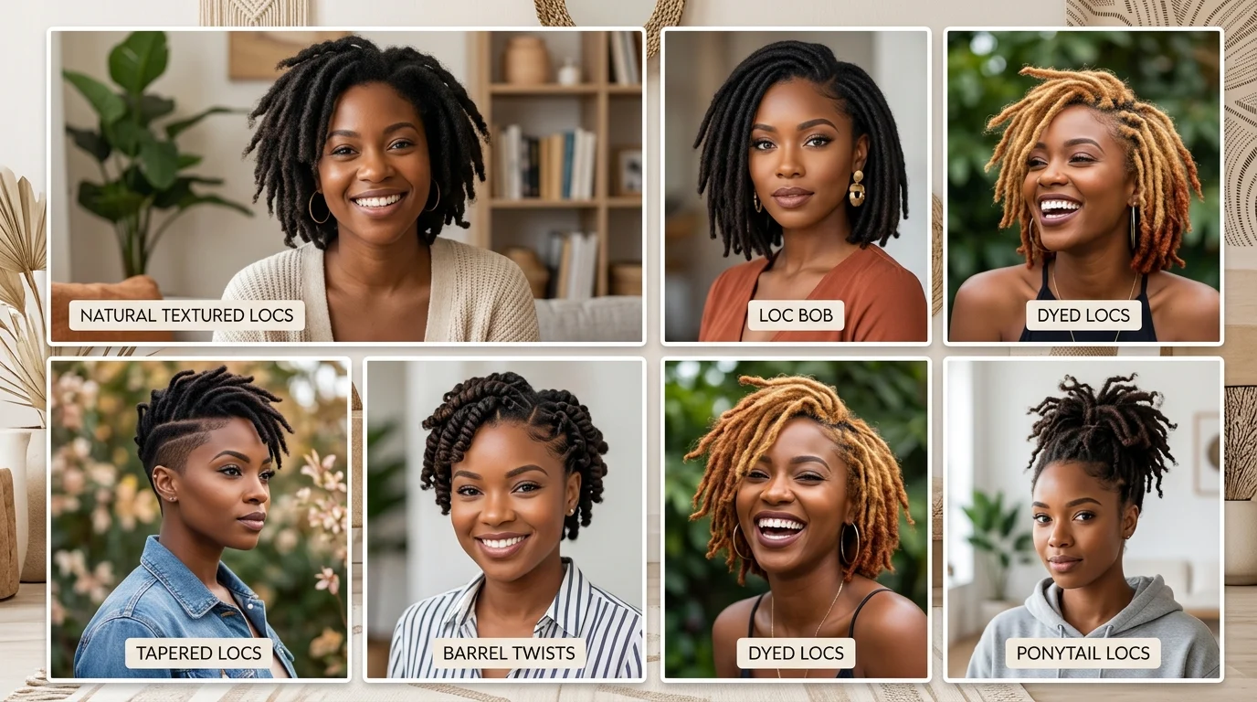 barrel twist short locs, twisted dreadlock sections, protective hairstyle