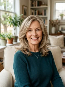 Shoulder length layered hairstyle for women over 60