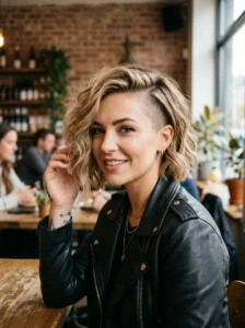 Side shaved bob with waves edgy hairstyle