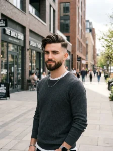 Side swept faded undercut hairstyle