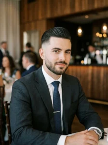 Slick back undercut with bald fade