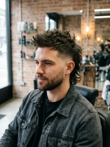 Spiky faded mullet haircut