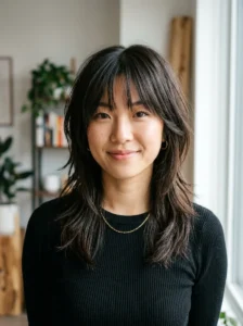Straight hair wolf cut hairstyle