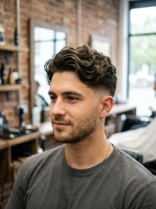Messy quiff with faded undercut