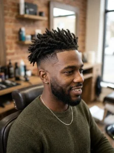 Tapered short locs hairstyle