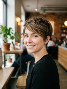 Layered pixie cut hairstyle