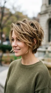 Textured pixie bob hairstyle