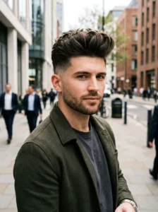 Textured quiff with faded undercut
