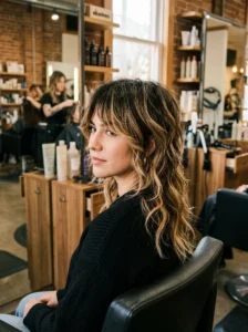 Textured wolf cut hairstyle