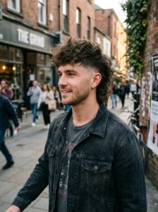 Tousled mullet with low fade
