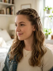 Twisted front sections hairstyle