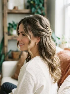Twisted half up hairstyle for greasy hair