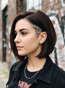 Undercut bob with shaved design edgy hairstyle